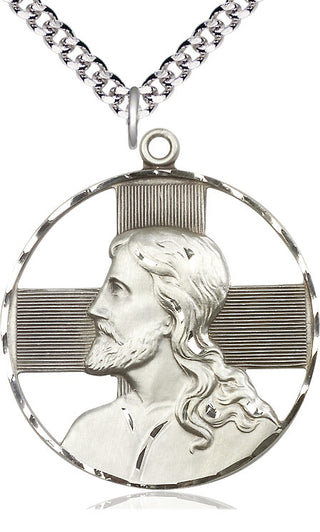 Sterling Silver Christ Profile Medal Catholic Jewelry