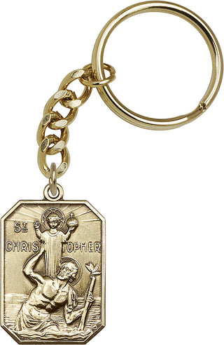 Gold Oxide Saint Christopher Keychain