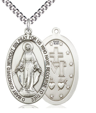 Pewter Miraculous Medal Catholic Jewelry