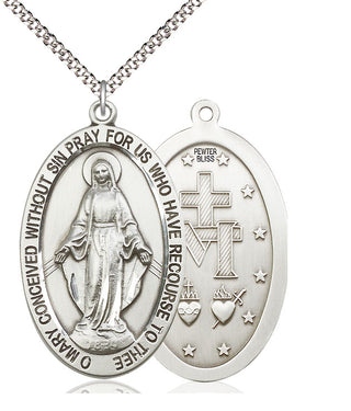 Pewter Miraculous Medal Catholic Jewelry