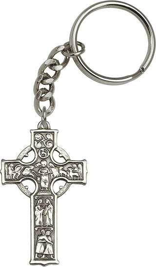 Silver Oxide Celtic Cross Keychain