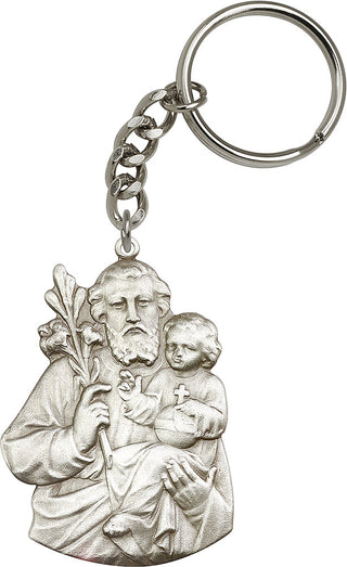 Silver Oxide Saint Joseph Keychain