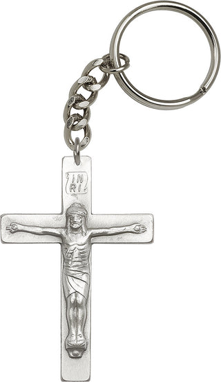 Silver Oxide Crucifix Keychain