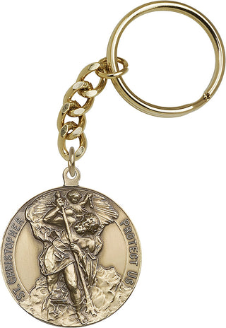 Gold Oxide Saint Christopher Keychain