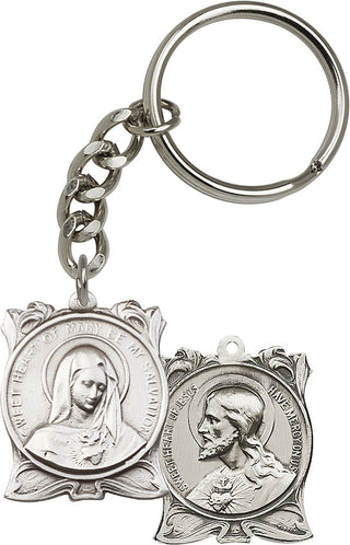 Silver Oxide Immaculate Heart of Mary Keychain