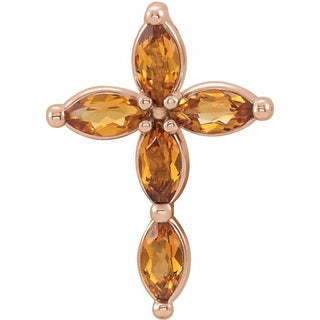 14K Rose Natural Citrine Cross Pendant