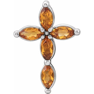 Sterling Silver Natural Citrine Cross Pendant