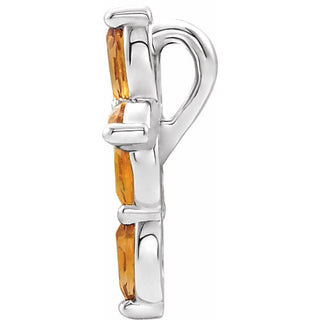 14K White Natural Citrine Cross Pendant