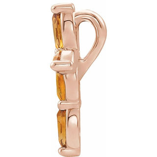 14K Rose Natural Citrine Cross Pendant