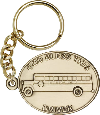 Gold Oxide God Bless This Bus Driver Keychain