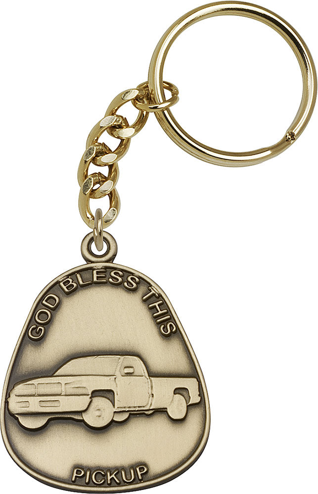 Gold Oxide God Bless This Pickup Keychain – CatholicShop.com