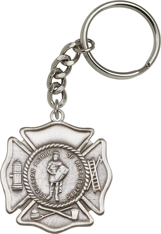 Silver Oxide Saint Florian Keychain