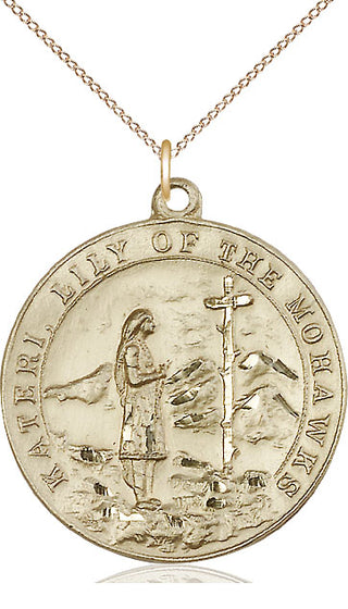 14kt Gold Filled Saint Kateri Medal Catholic Jewelry