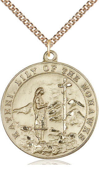 14kt Gold Saint Kateri Medal