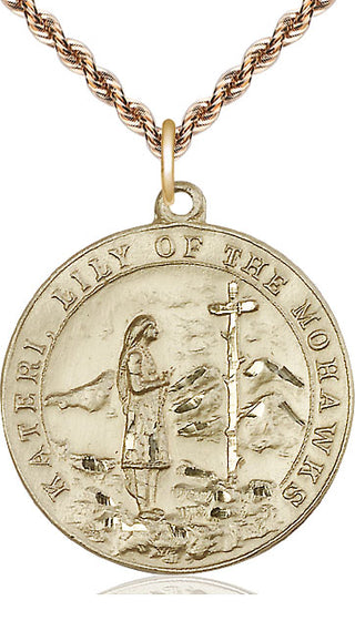 14kt Gold Saint Kateri Medal