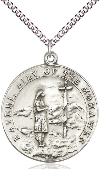 Sterling Silver Saint Kateri Medal Catholic Jewelry