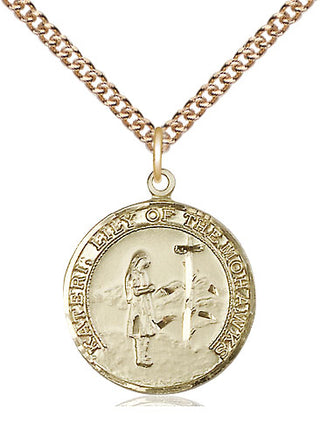 14kt Gold Saint Kateri Medal