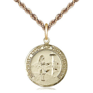 14kt Gold Saint Kateri Medal