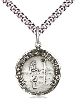 Pewter Saint Kateri Medal Religious Jewelry