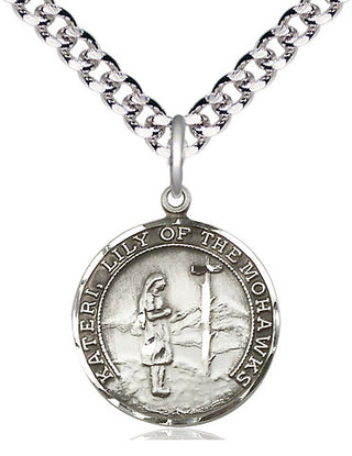 Pewter Saint Kateri Medal Religious Jewelry