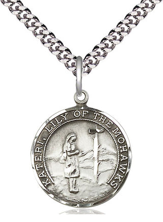 Pewter Saint Kateri Medal Religious Jewelry
