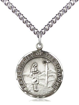 Sterling Silver Saint Kateri Medal Religious Jewelry