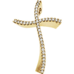 14K Gold 3/8 CTW Diamond Cross Pendant