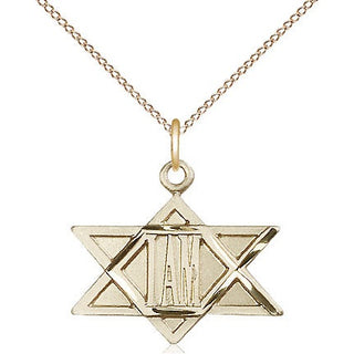 14kt Gold Filled I Am / Star of David Medal Religious Jewelry