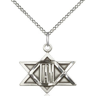 Sterling Silver I Am / Star of David Medal Religious Jewelry
