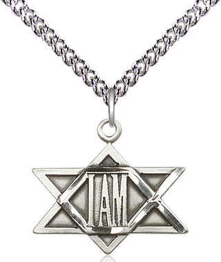 Sterling Silver I Am / Star of David Medal Religious Jewelry