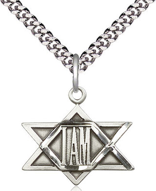 Sterling Silver I Am / Star of David Medal Religious Jewelry