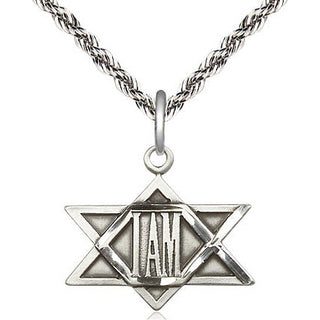 Sterling Silver I Am / Star of David Medal Religious Jewelry