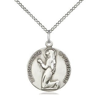 Sterling Silver Saint Bernadette Medal Religious Jewelry
