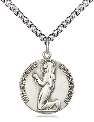 Sterling Silver Saint Bernadette Medal Religious Jewelry