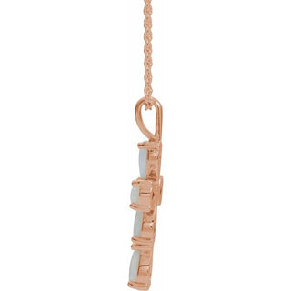 14K Rose Natural White Opal Cabochon Cross 16-18" Necklace