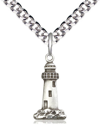 Pewter Lighthouse Medal Religious Jewelry