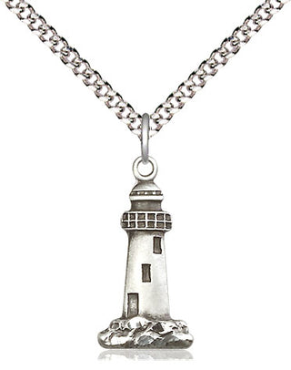 Pewter Lighthouse Medal Religious Jewelry
