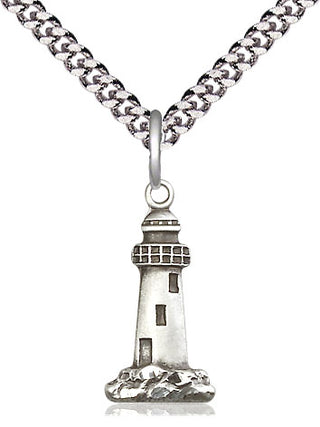Pewter Lighthouse Medal Religious Jewelry