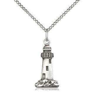 Sterling Silver Lighthouse Medal Religious Jewelry