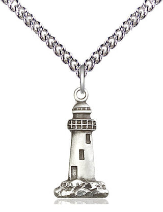 Sterling Silver Lighthouse Medal Religious Jewelry