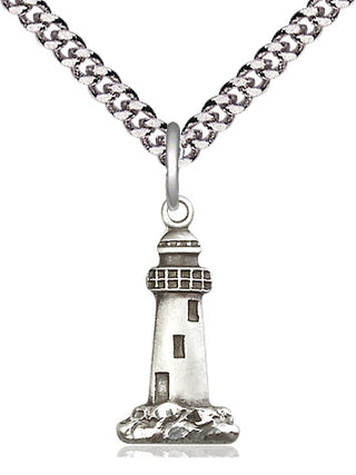 Sterling Silver Lighthouse Medal Religious Jewelry