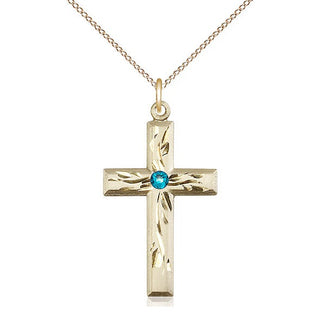 14kt Gold Filled Cross Pendant with 3mm Zircon Swarovski Necklace