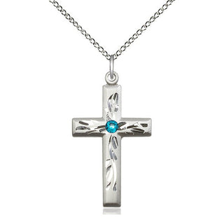 Sterling Silver Cross Pendant with 3mm Zircon Swarovski stone Necklace