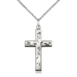 Sterling Silver Cross Pendant with 3mm Crystal Swarovski stone Necklace