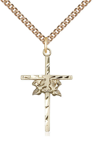 14kt Gold Doves Cross Medal