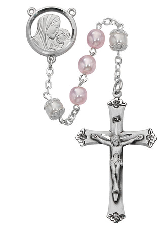 Mother And Child Pink And White Rosary