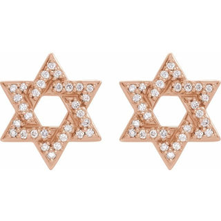 14K Rose 1/8 CTW Natural Diamond Star of David Earrings