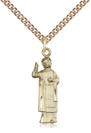 14kt Gold Filled Saint Stephen Medal Catholic Jewelry