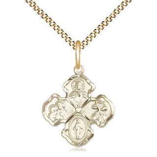 14kt Gold Filled 4-Way Medal Religious Jewelry