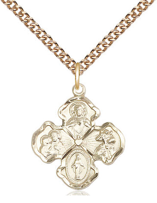 14kt Gold Filled 4-Way Medal Religious Jewelry